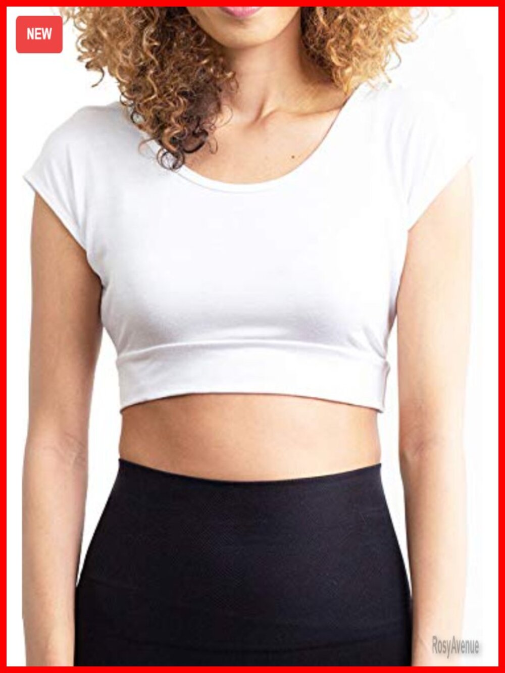 Women's Half Tee Scoop Neck Crop Top Layering Cami Cap Sleeve